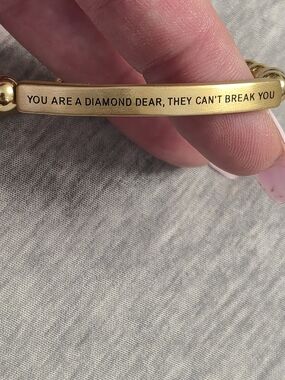 Gold Inspirational Engraved Stretch Bracelet - "You Are A Diamond Dear"